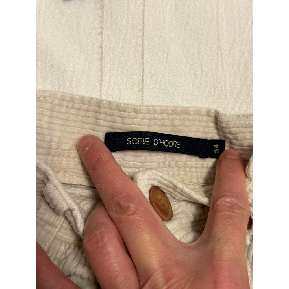 Sofie D'Hoore Ivory Wide Wale Corduroy Wide Leg Trousers Size 34 XS - Picture 3 of 5